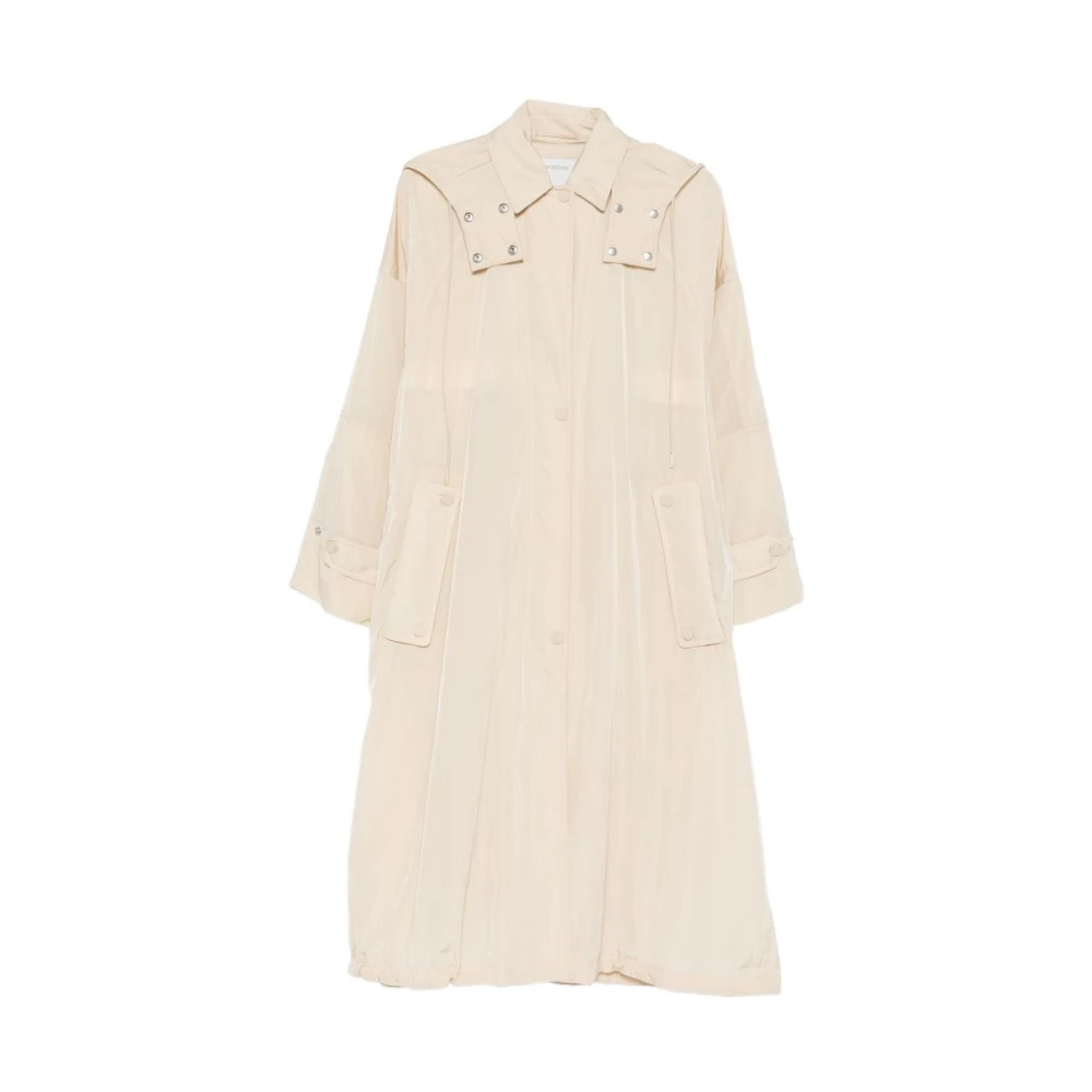 Sportmax Women's Beige Parkas, 4XS, Cappotto Con Cappuccio E Bottoni