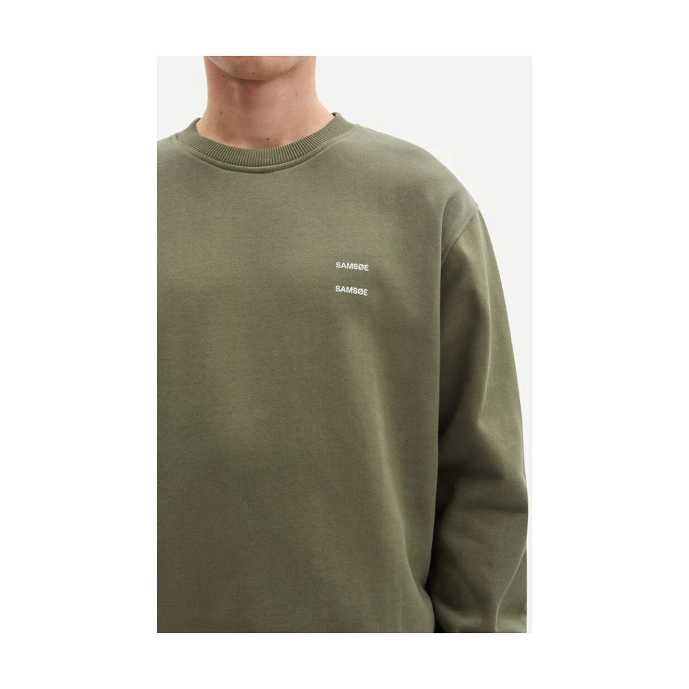 Samsøe Biologisch Katoen Crew Neck Sweatshirt Green Heren