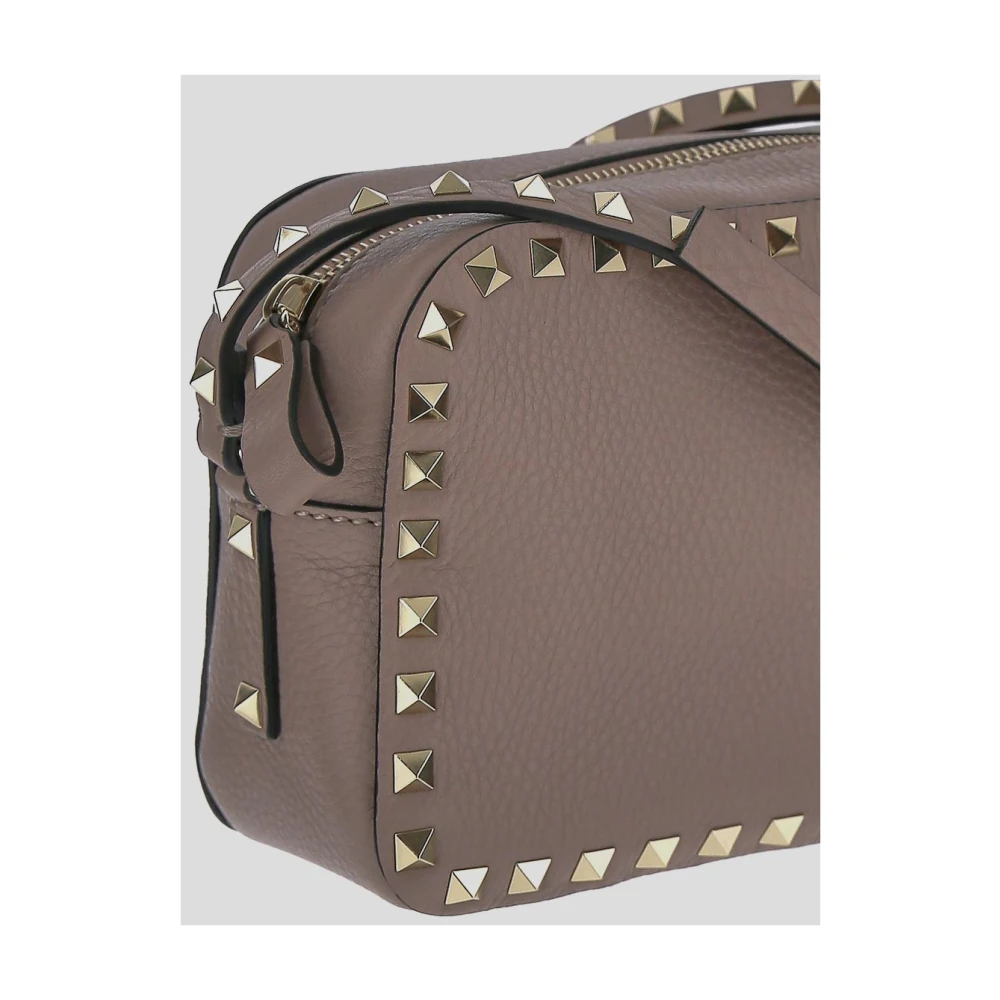 Valentino Garavani Studded Leren Crossbody Tas Gray Dames