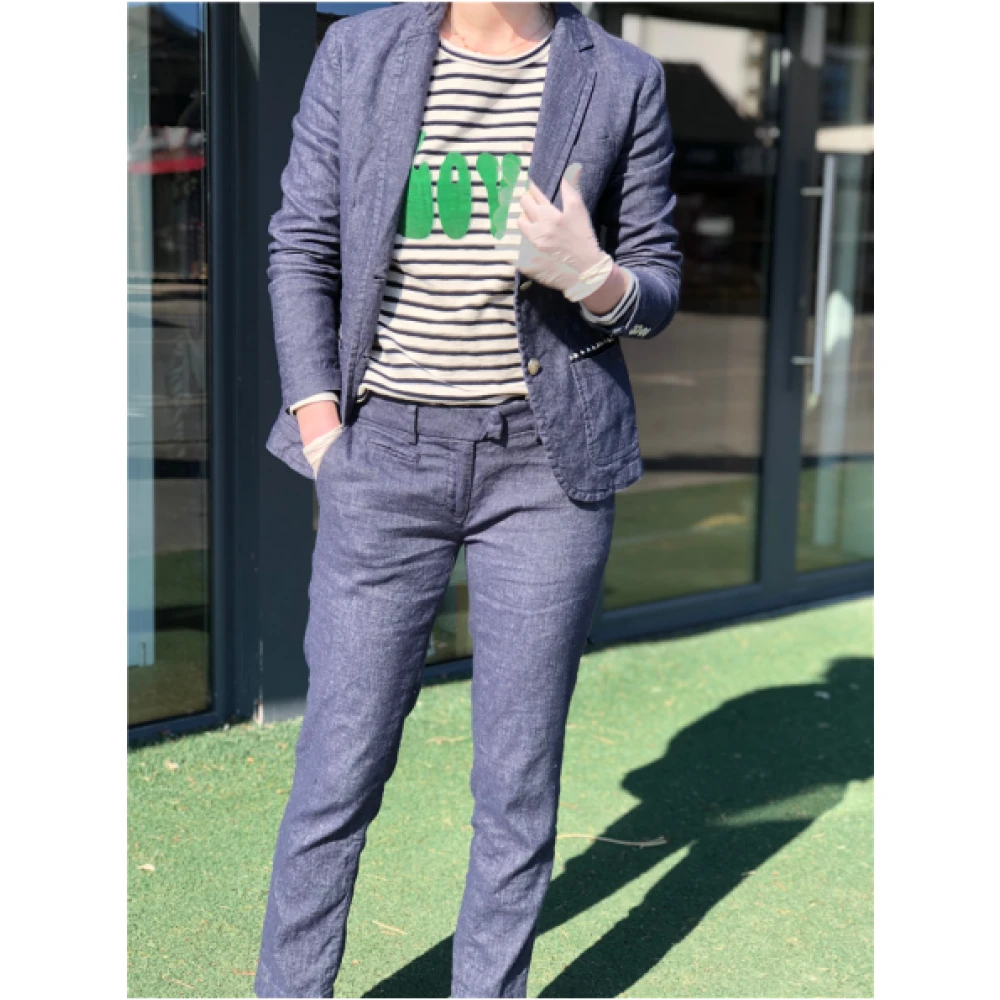 Mason's Denim-effect Blazer met Knoopdetail Blue Dames