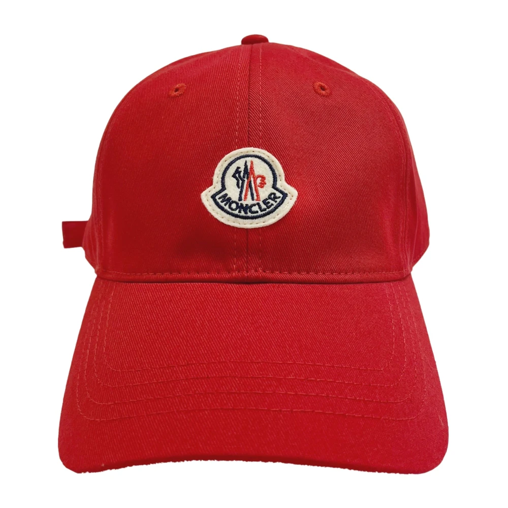 Moncler Rode Baseballpet met Logo Patch Red Heren
