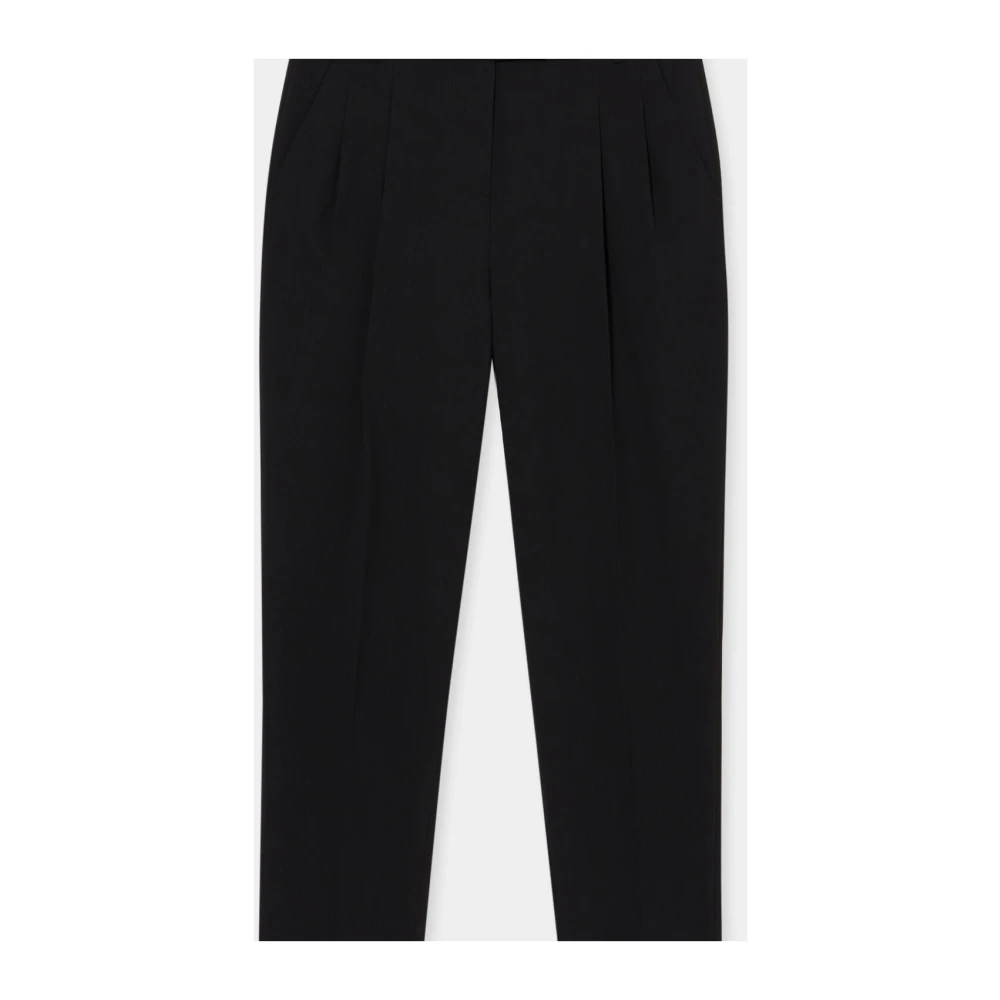 Brooks Brothers Gekropt Rechte Broek van Fijne Crepe Twill Black Dames