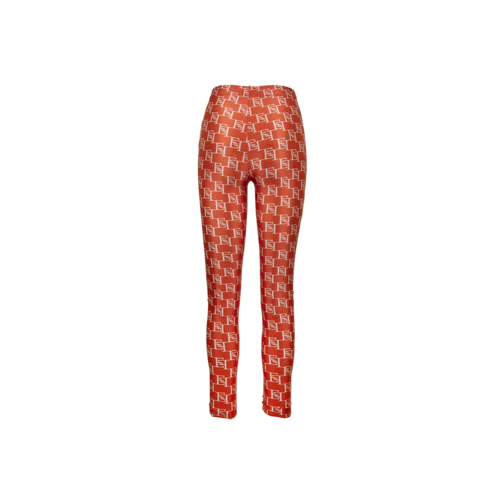 Elisabetta Franchi Leggings met Logo Print Red Dames