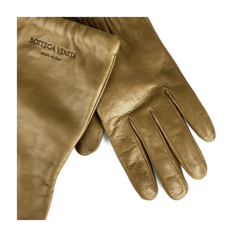 Bottega Veneta Geëtst Logo Leren Handschoenen Green Dames