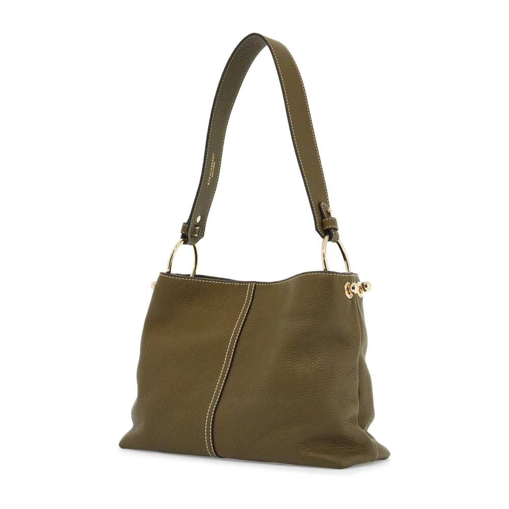 Strathberry Khaki Leren Hobo Tas met Verstelbare Band Green Dames