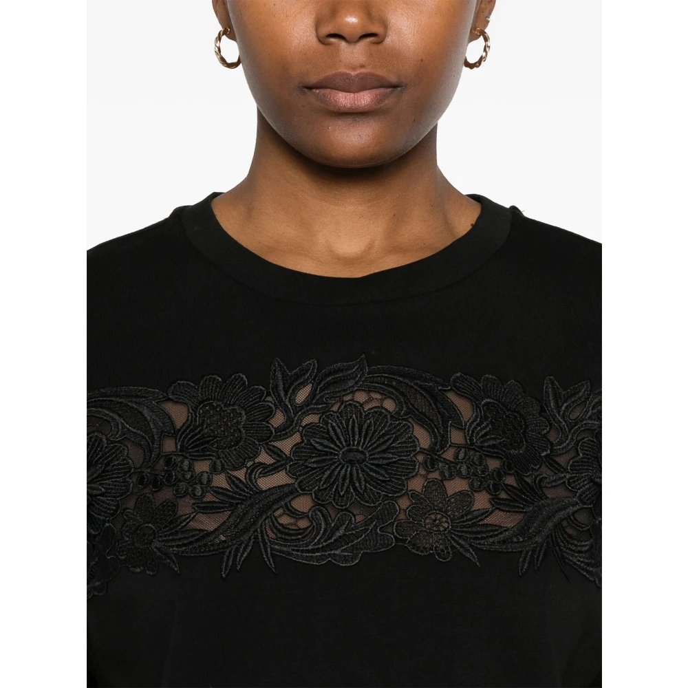 Twinset Kanten Inzet T-Shirt Black Dames