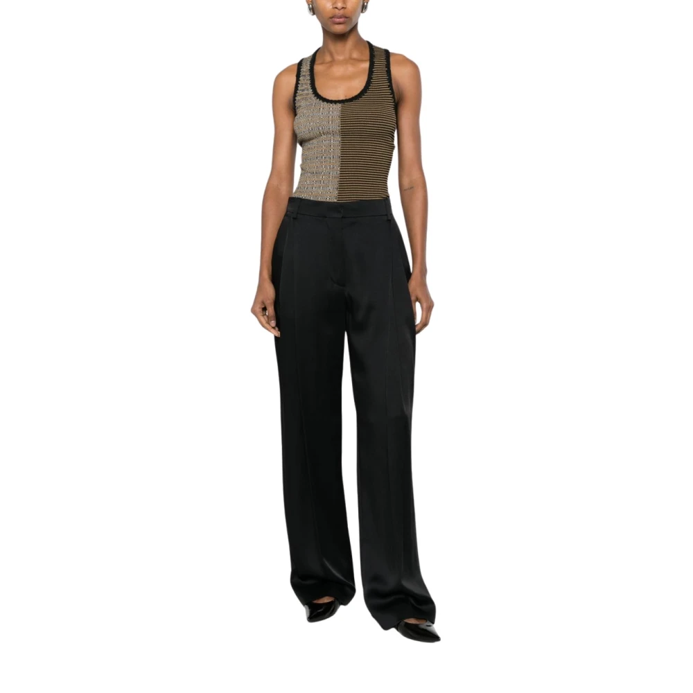 Stella Mccartney Women's Black Wide Trousers, Xs, Pleated Wide Trousers