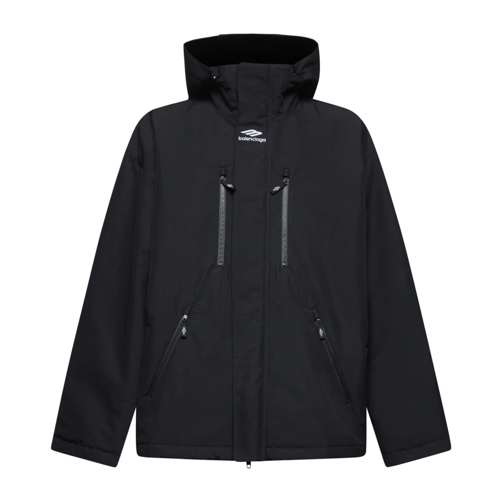 Balenciaga Zwarte Ski Ripstop Nylon Parka Black Heren