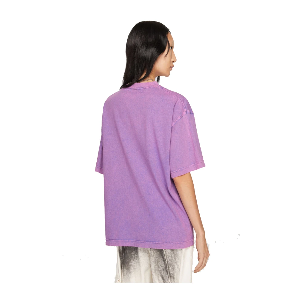 Acne Studios Paarse Katoenen T-shirt met Vervaagd Logo Purple Dames