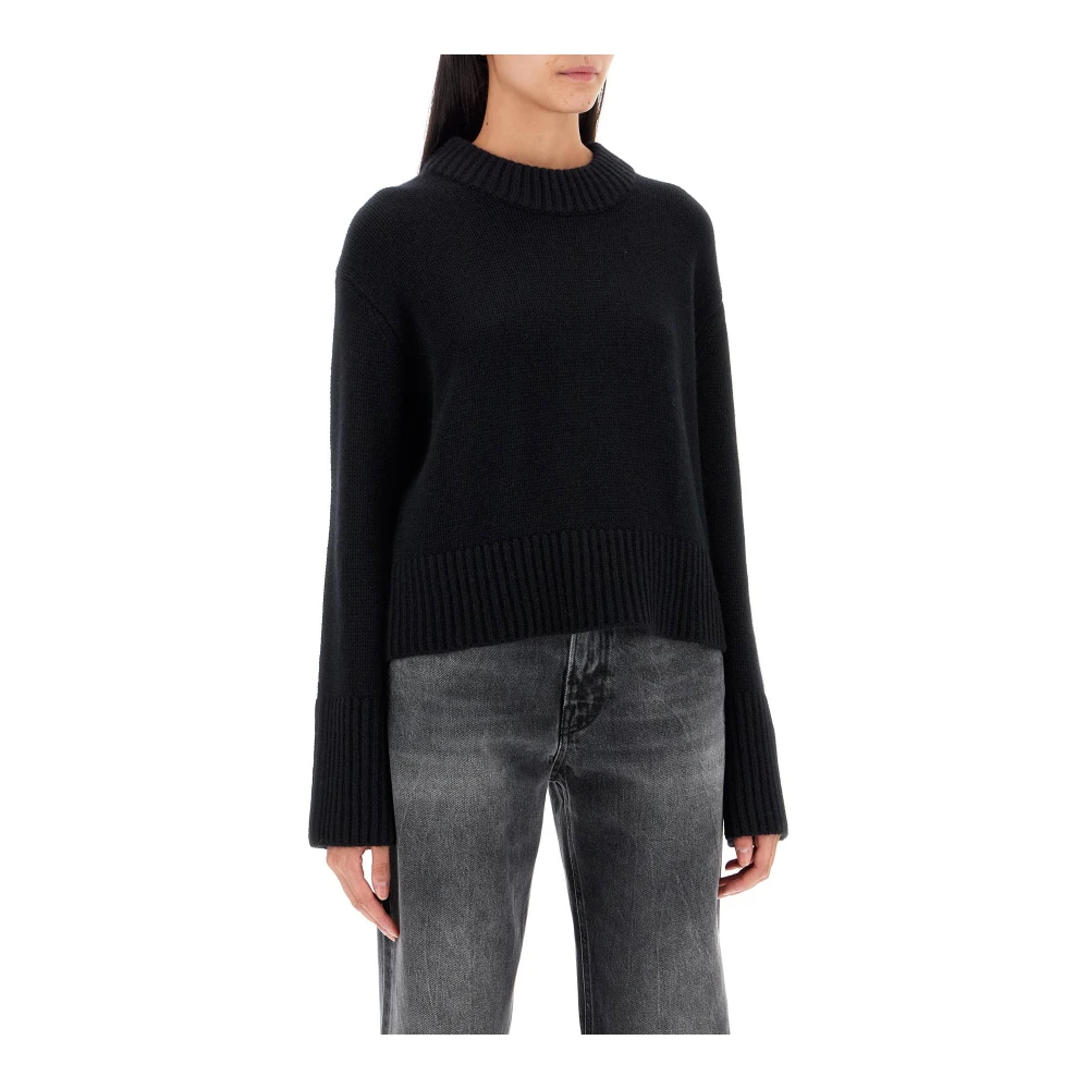 Lisa Yang Cashmere Pullover Sweater met Fisherman-randen Black Dames