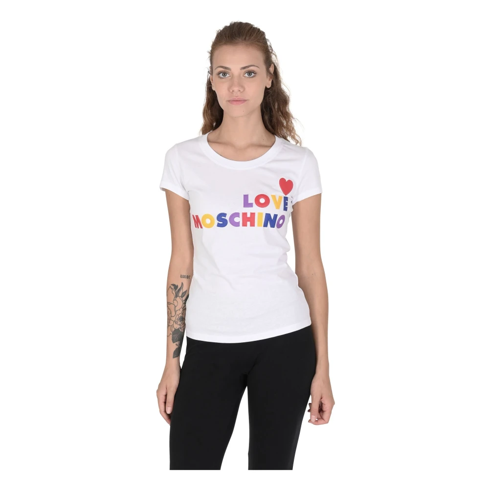 Love Moschino Optisch Wit Katoenen T-Shirt White Dames