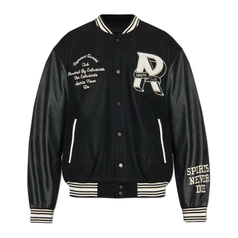Represent Varsity Club Jacket met Drukknoopsluiting Black Heren