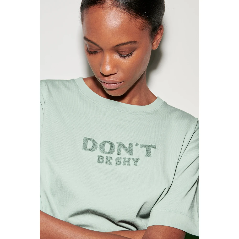 LUISA CERANO Mint T-shirt met geborduurd logo Green Dames