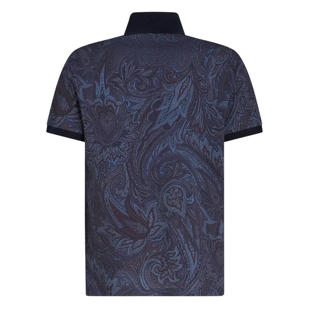 ETRO Blauwe Paisley Polo Shirt Blue Heren