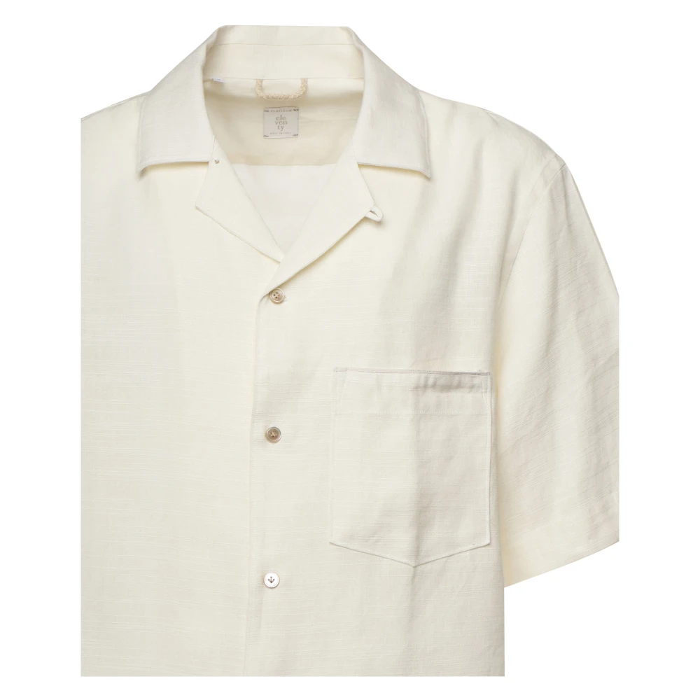 Eleventy Wit Linnen Shirt met Korte Mouwen White Heren