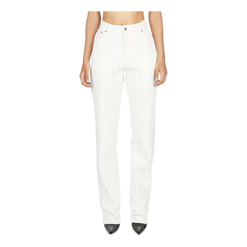 Mugler White Panel Jeans - Female - Slim Fit Jeans - S - Jeans