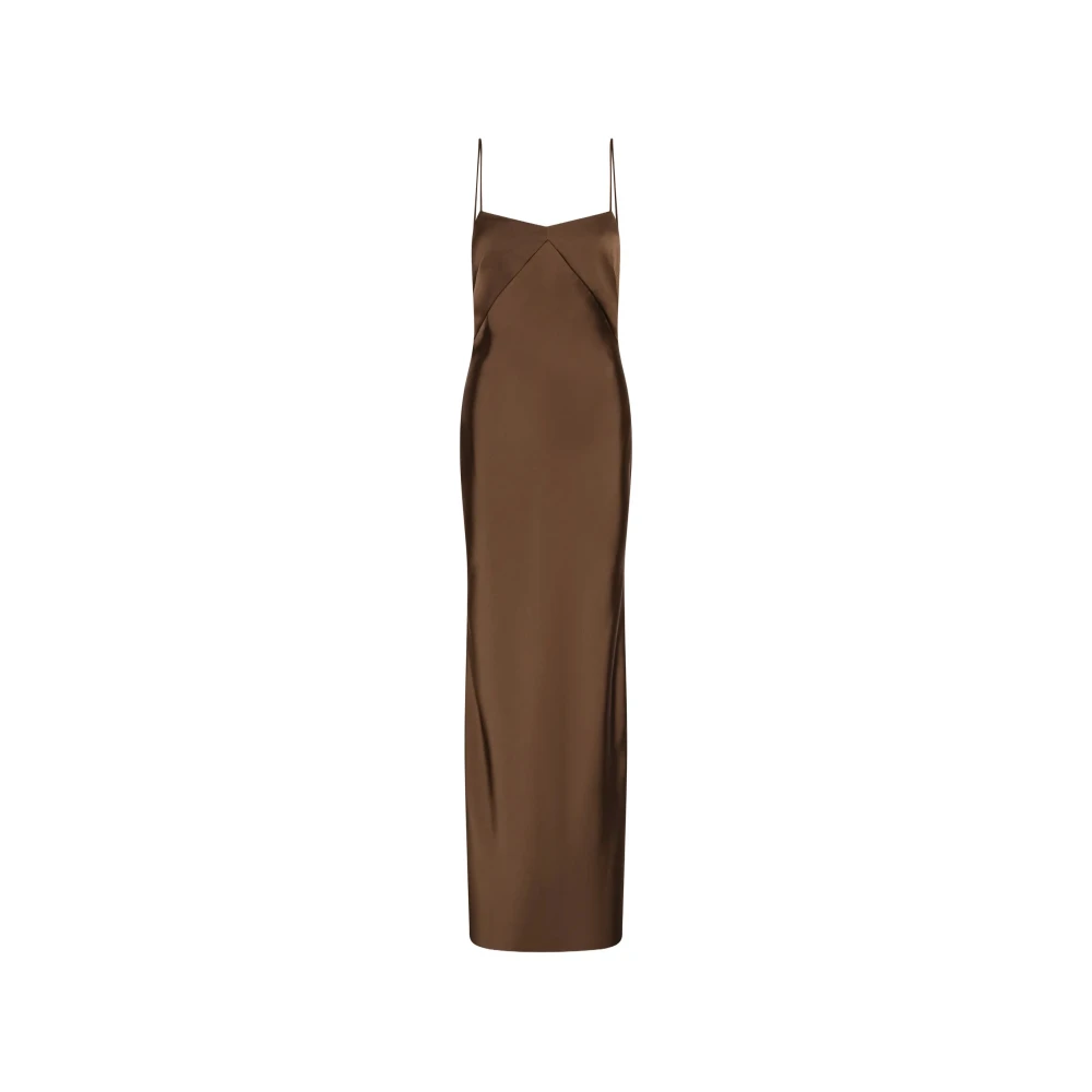Rotate Birger Christensen Women's Brown Satin Maxi Slip Dress - Gowns - Xs - Dresses