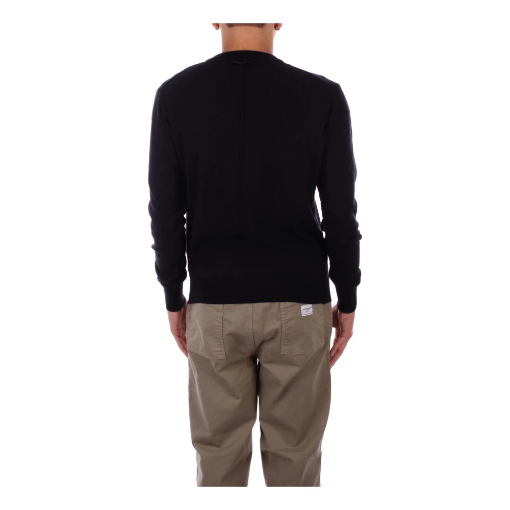Costume National Zwarte Logo Trui Slim Fit Black Heren