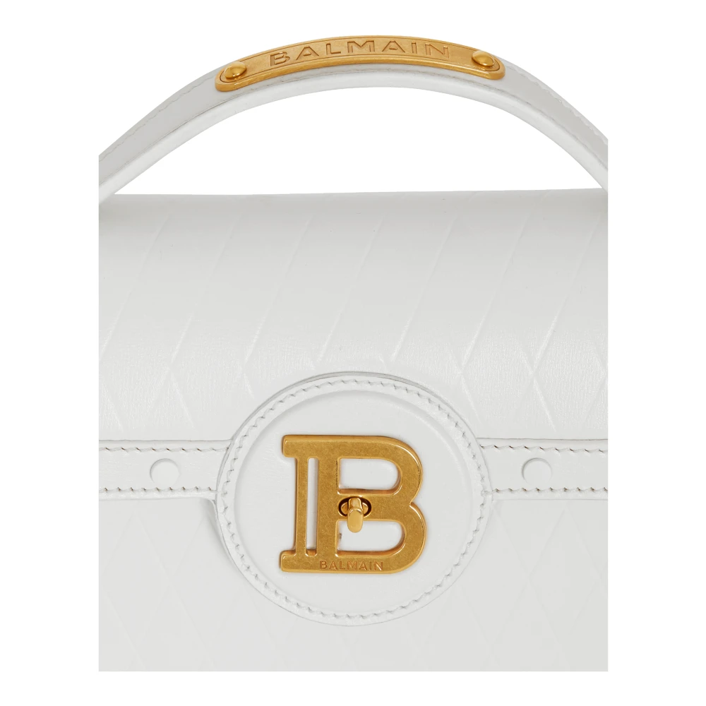 Balmain B-Buzz Dynasty tas in ruitgestanst kalfsleer White Dames