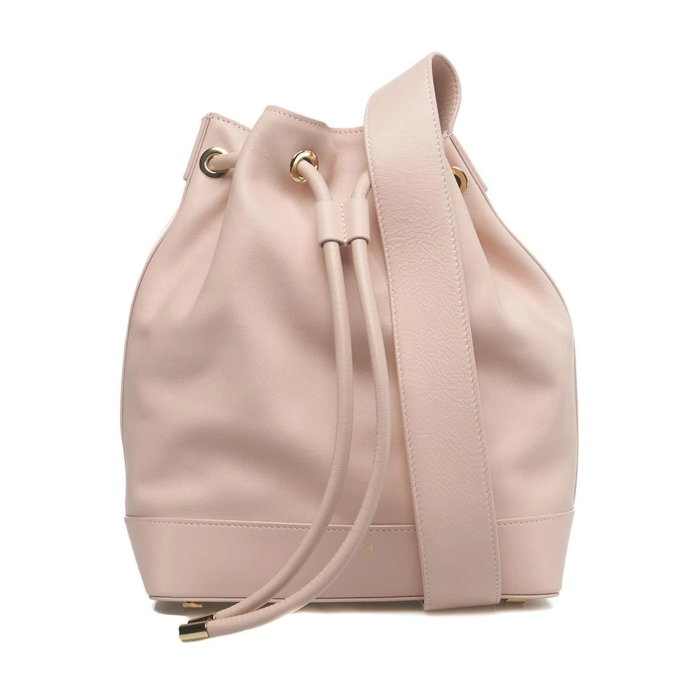 N21 Leren Bucket Bag met Logo Details Pink Dames