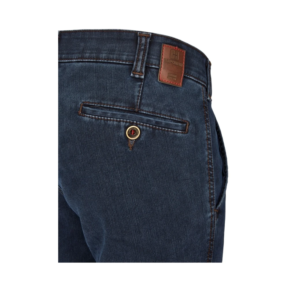 club of comfort High-Stretch-Denim Flat Front Broek met Thermolite Isolatie Blue Heren