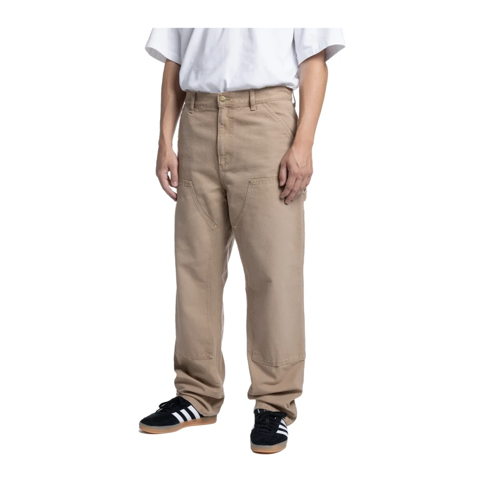 Carhartt Wip Men's Brown Double Knee Canvas Work Trousers - Straight Trousers - W33 L30 - Trousers