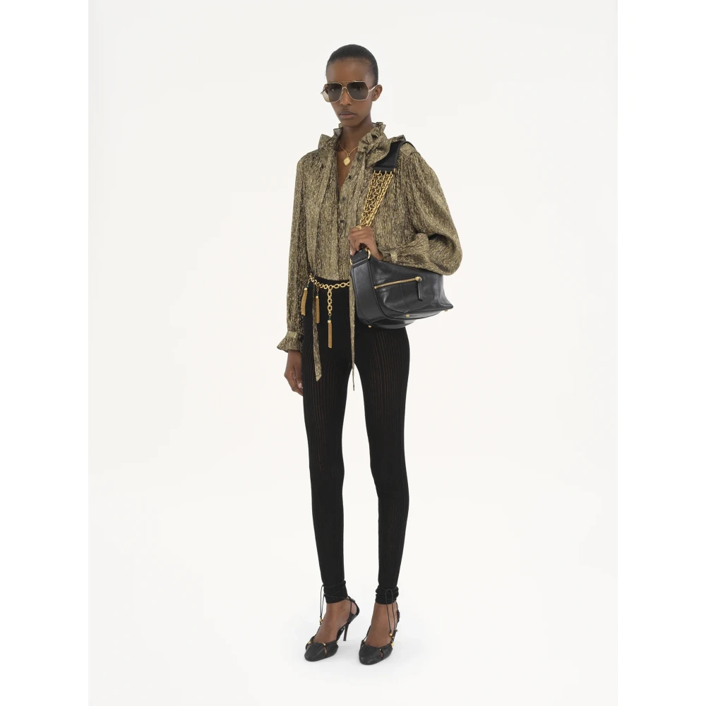 Chloé Gouden Metallic Zijden Lint Blouse Yellow Dames