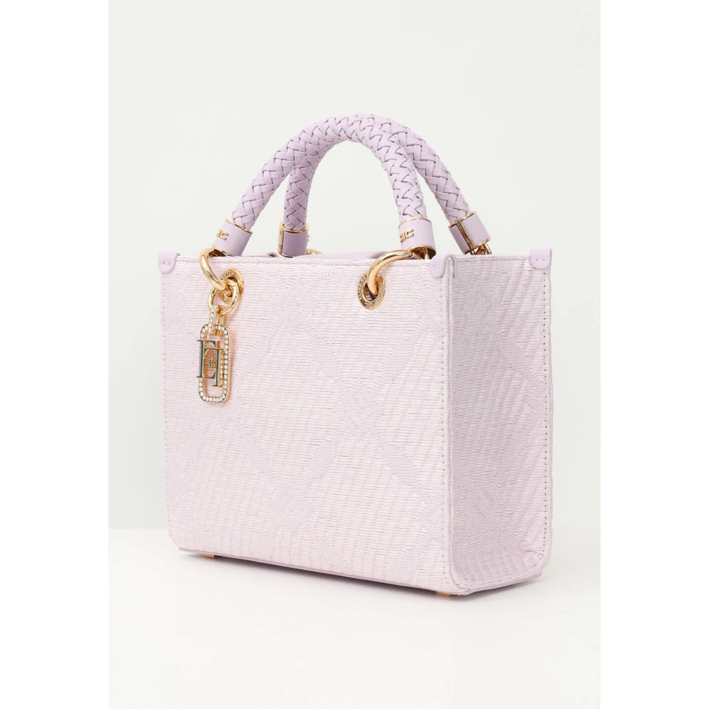 Elisabetta Franchi Kleine tote tas met diamantpatroon Pink Dames