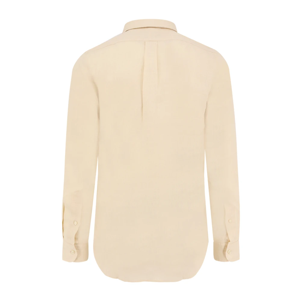 Polo Ralph Lauren Slim Fit Linnen Overhemd met Logoborduursel Beige Heren