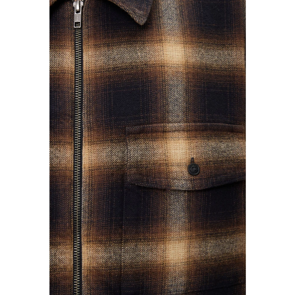Joop! Geruite shirt met ritssluiting Brown Heren