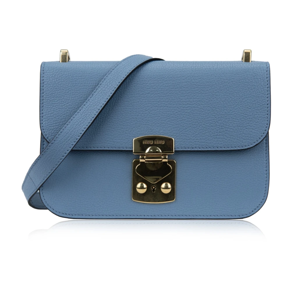 Miu Leren schoudertas met drukknoopsluiting Blue Dames