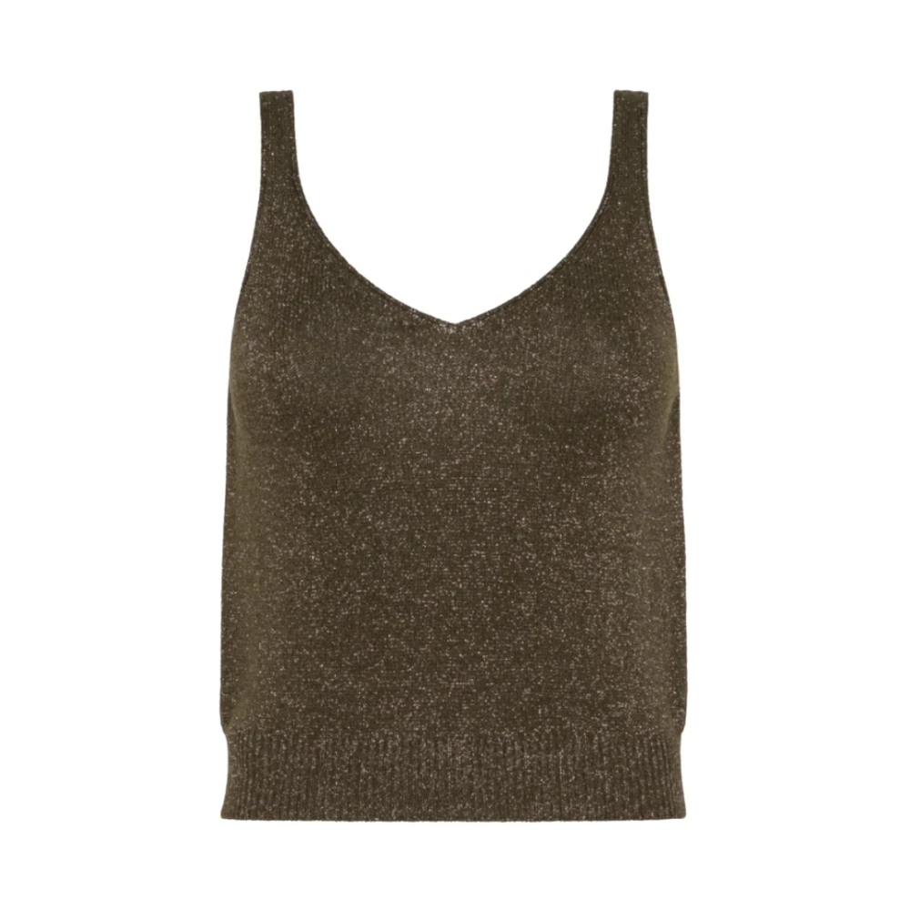 Momoni Lurex V-hals Gebreide Top Green Dames