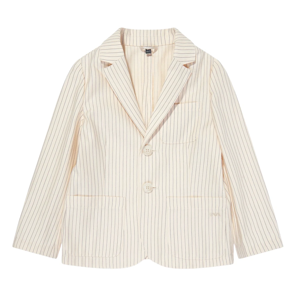 Emporio Armani Men's Ivory Striped Linen Blazer In