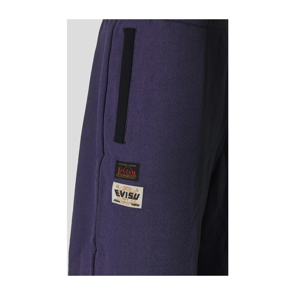 Evisu Bi-Toned Logo Print Sweatpants Black Heren