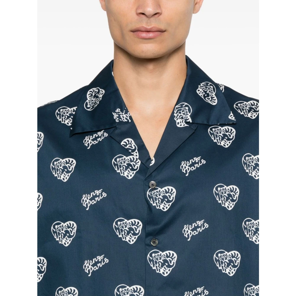Kenzo Blauwe Overhemden voor Mannen Aw24 Blue Heren