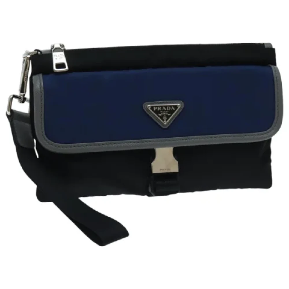 Prada Vintage Pre-owned Nylon clutches Black Dames