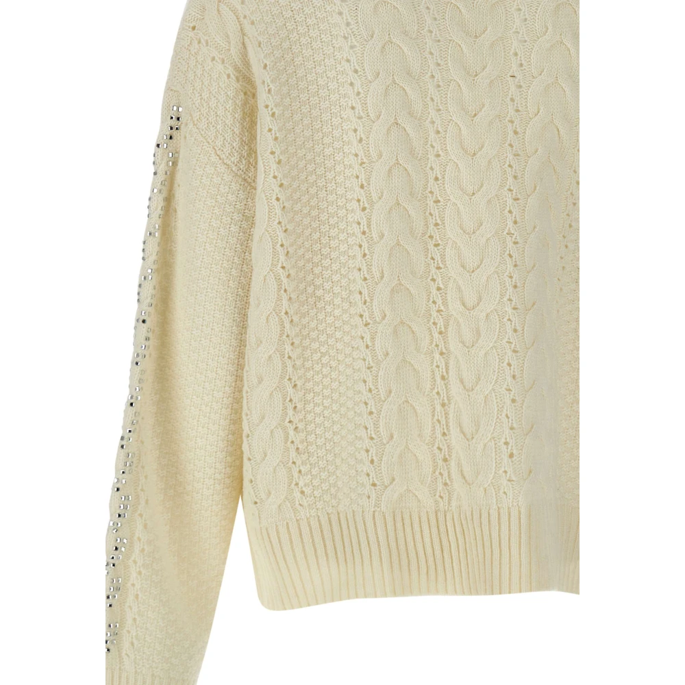 Kaos Witte wolmix trui met kraaldetails Beige Dames