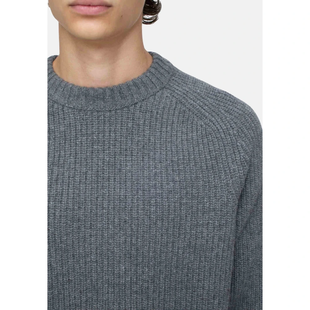 closed Raglan crew neck ribbed sweater Gray Heren