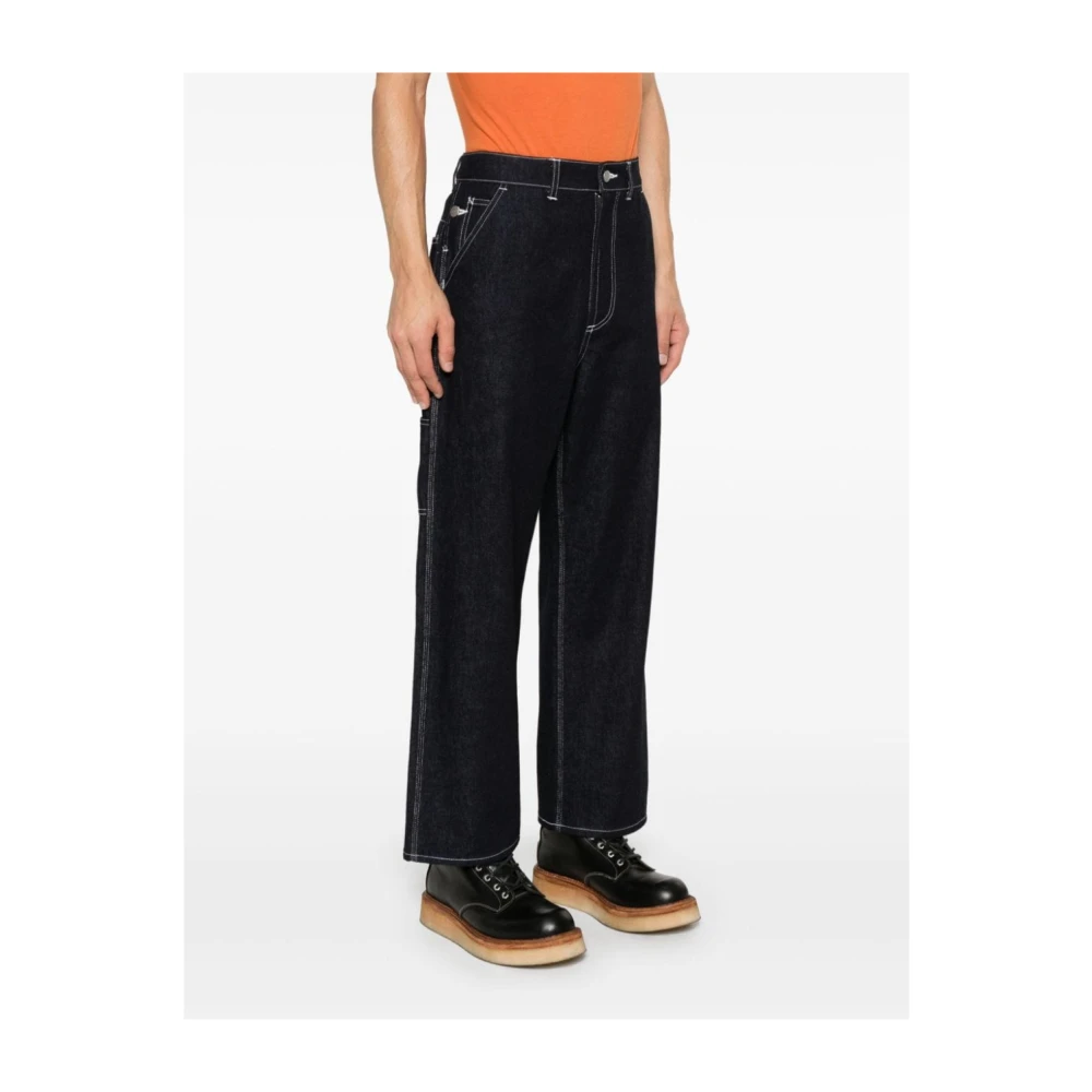 Junya Watanabe Zwarte Denim Broek met Contraststiksels Black Heren