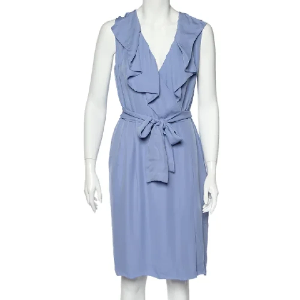Valentino Vintage Pre-owned Silk dresses Blue Dames