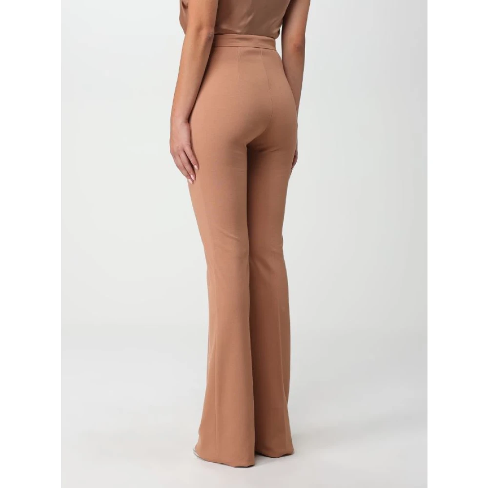 pinko Beige Broek met Hoge Taille en Wijde Pijpen Pink Dames