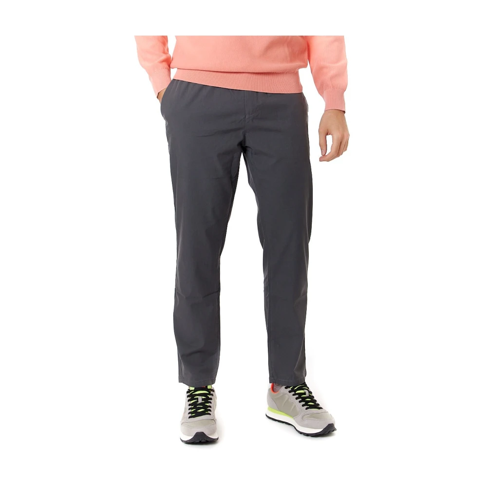 Sun68 Tencel Trekkoord Broek Antraciet Rechte Pijp Gray Heren