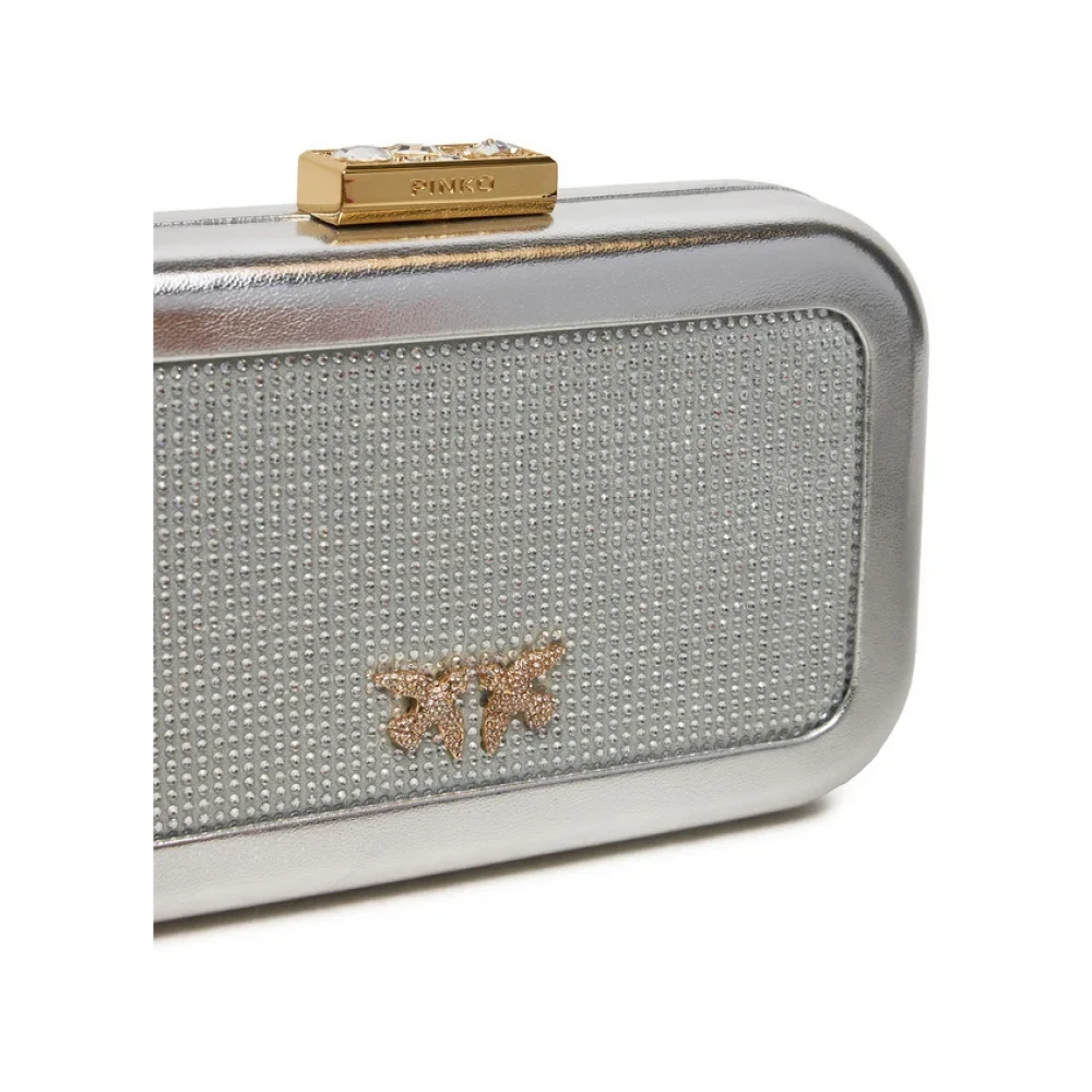 pinko Metallic Gelamineerde Clutch met Zirkonia Details Gray Dames