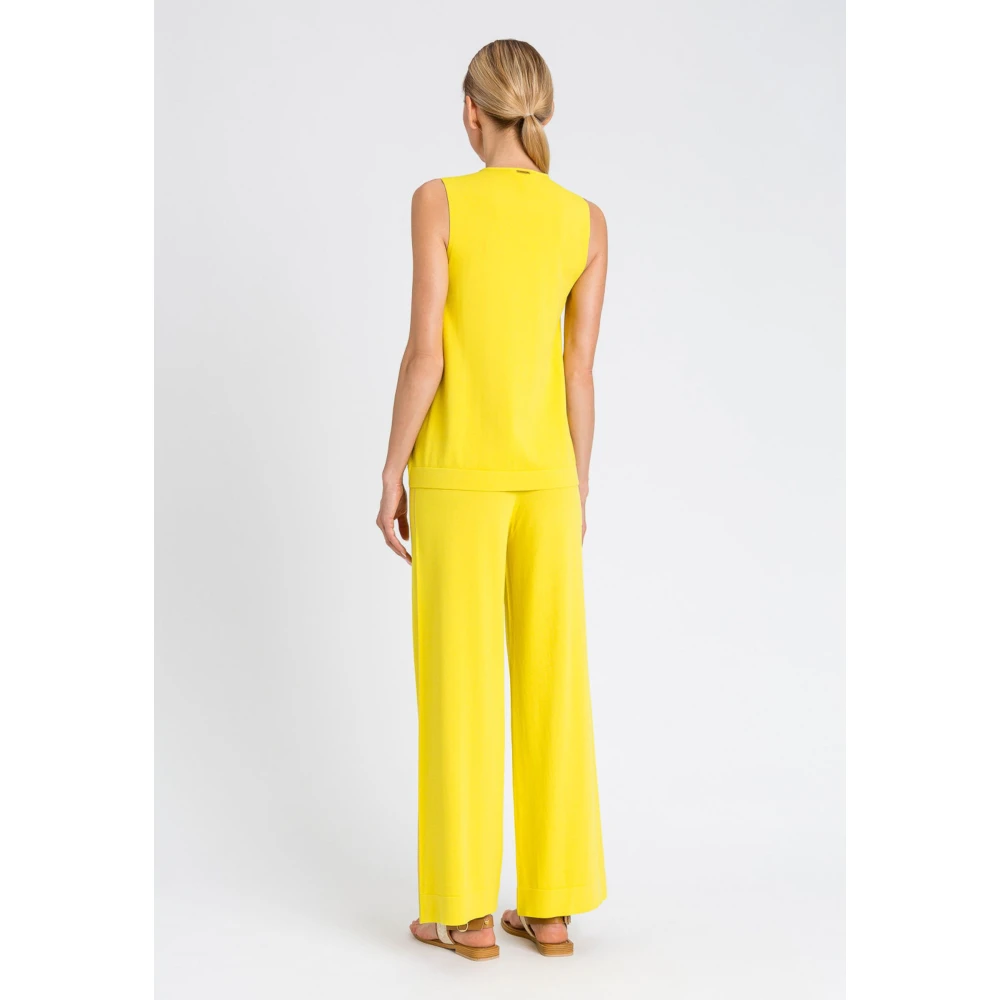 Twinset Gele viscose broek Yellow Dames