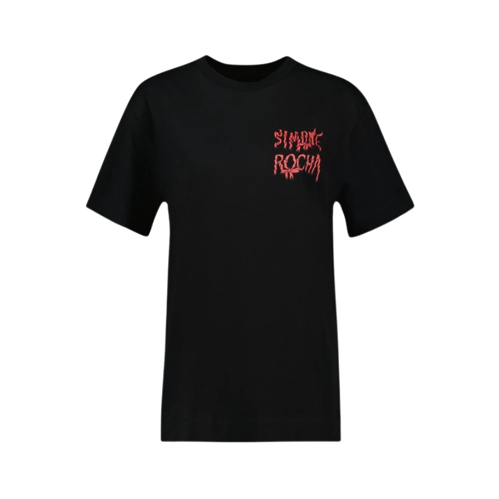 Simone Rocha Zwart Lint Katoenen T-shirt Black Dames