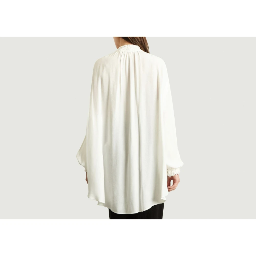 IRO Witte Textuur Katoen Ruche Kraag Blouse White Dames