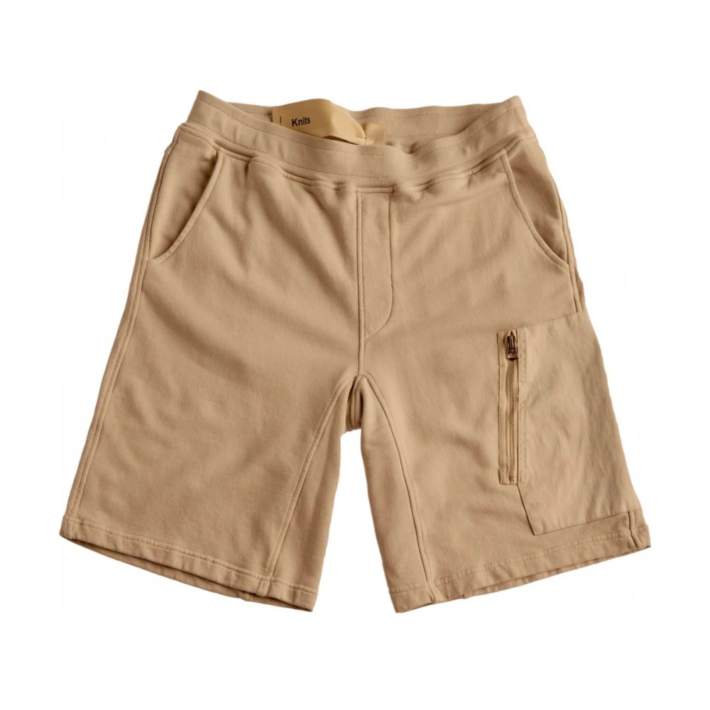 Ten C Men's Beige Bermuda Sweatshirt With Pockets - Casual Shorts - L - Shorts