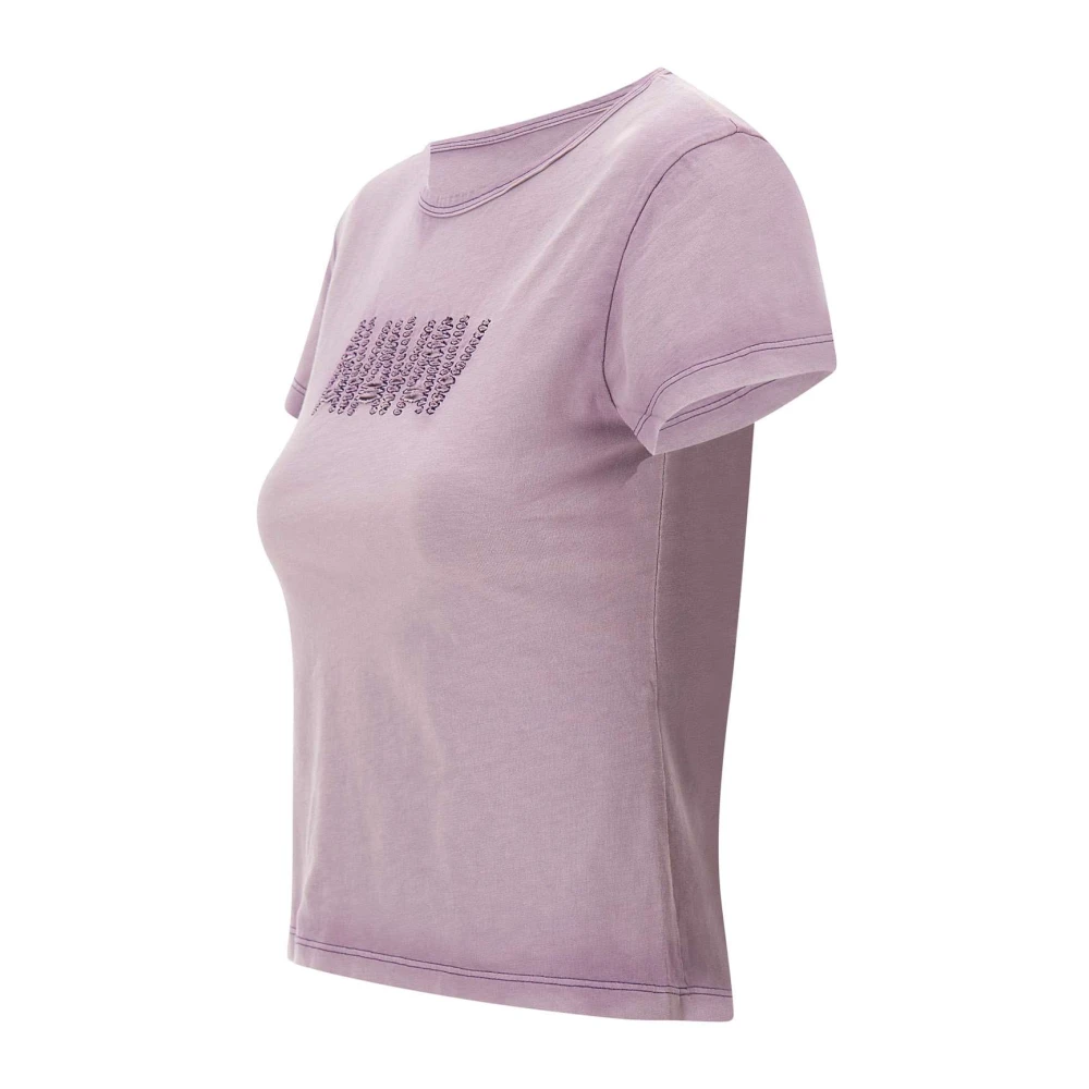Avavav Paarse Katoenen T-shirt met Geborduurd Logo Purple Dames
