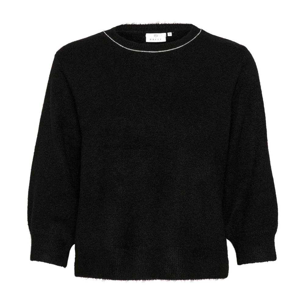 Kaffe Women's Black Round-Neck Knitwear, M, Deep Cc Pullover Jumper