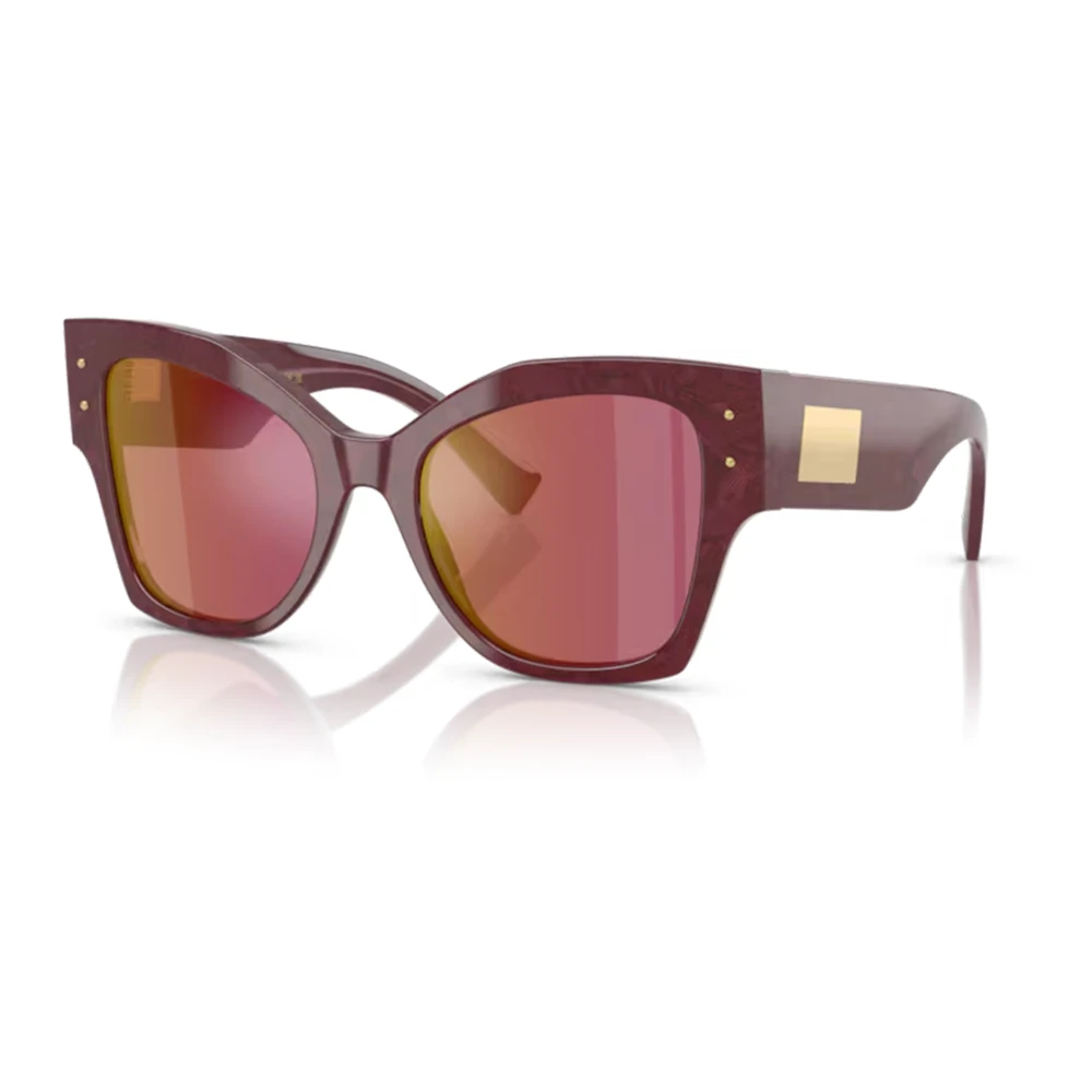 Dolce & Gabbana Bordeaux Lace/Red Mirror Sunglasses - Female - Sunglasses - Red - 53 Mm - Accessories